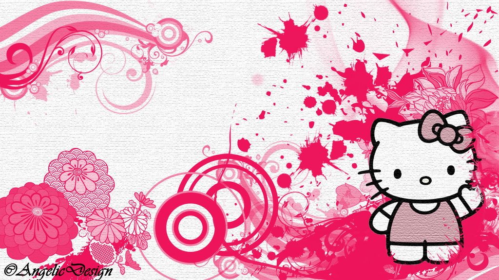 53+ Pink Background Design Hello Kitty