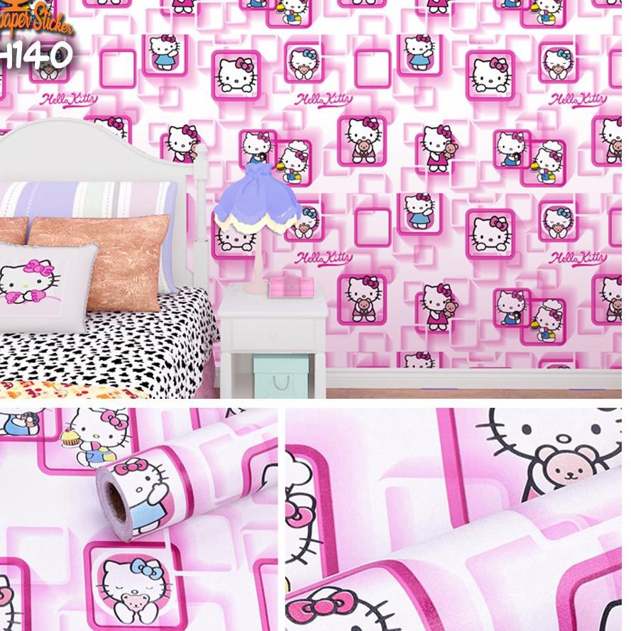 Wallpaper Dinding Hello Kitty 3d
