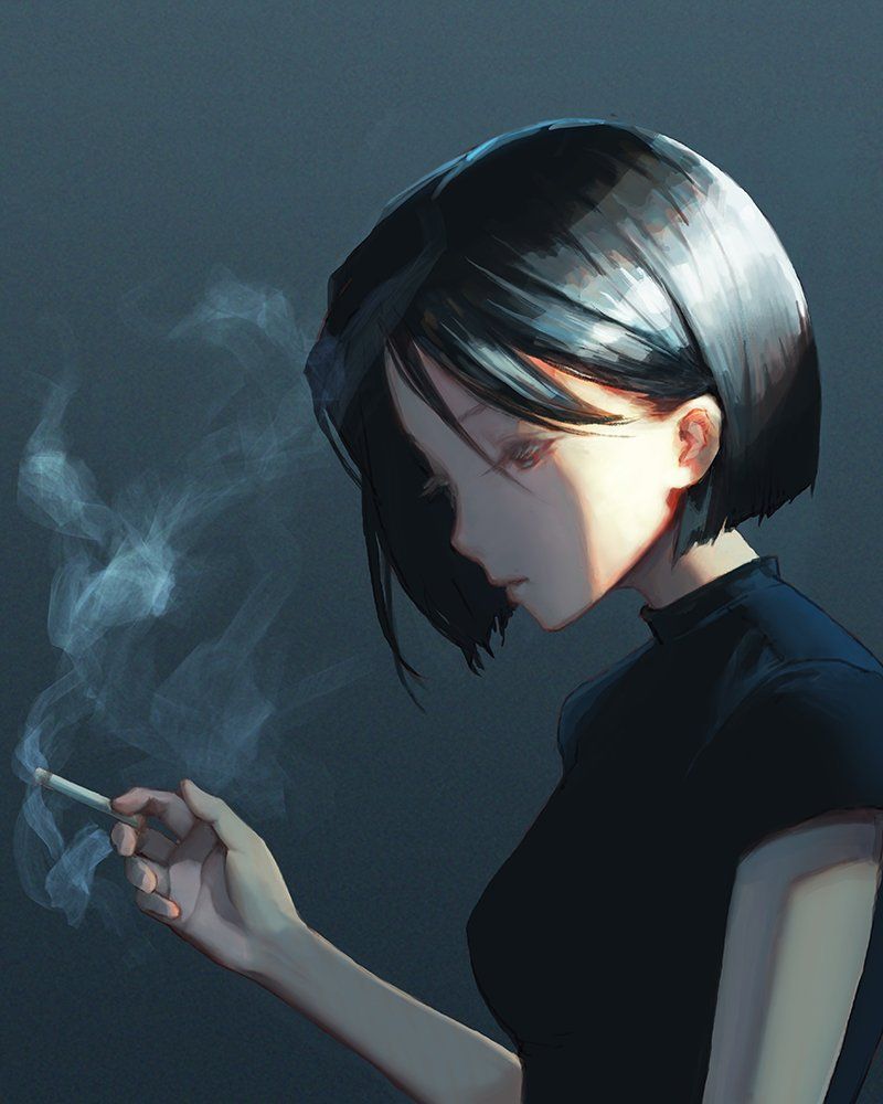 70+ Sad Anime Girl Smoking