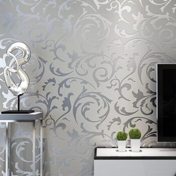 Grey 3d Victorian Damask Embossed Wallpaper Roll Home
